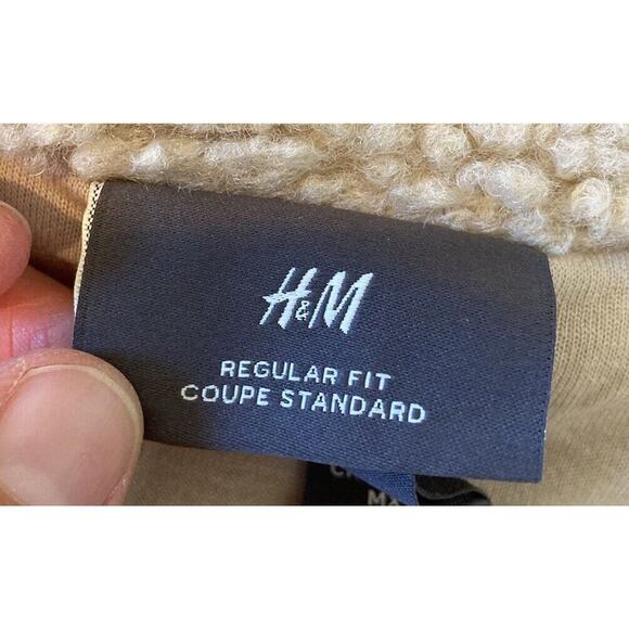 H&M Sherpa Full Zip Jacket Size Large Women’s Beige - Picture 3 of 9